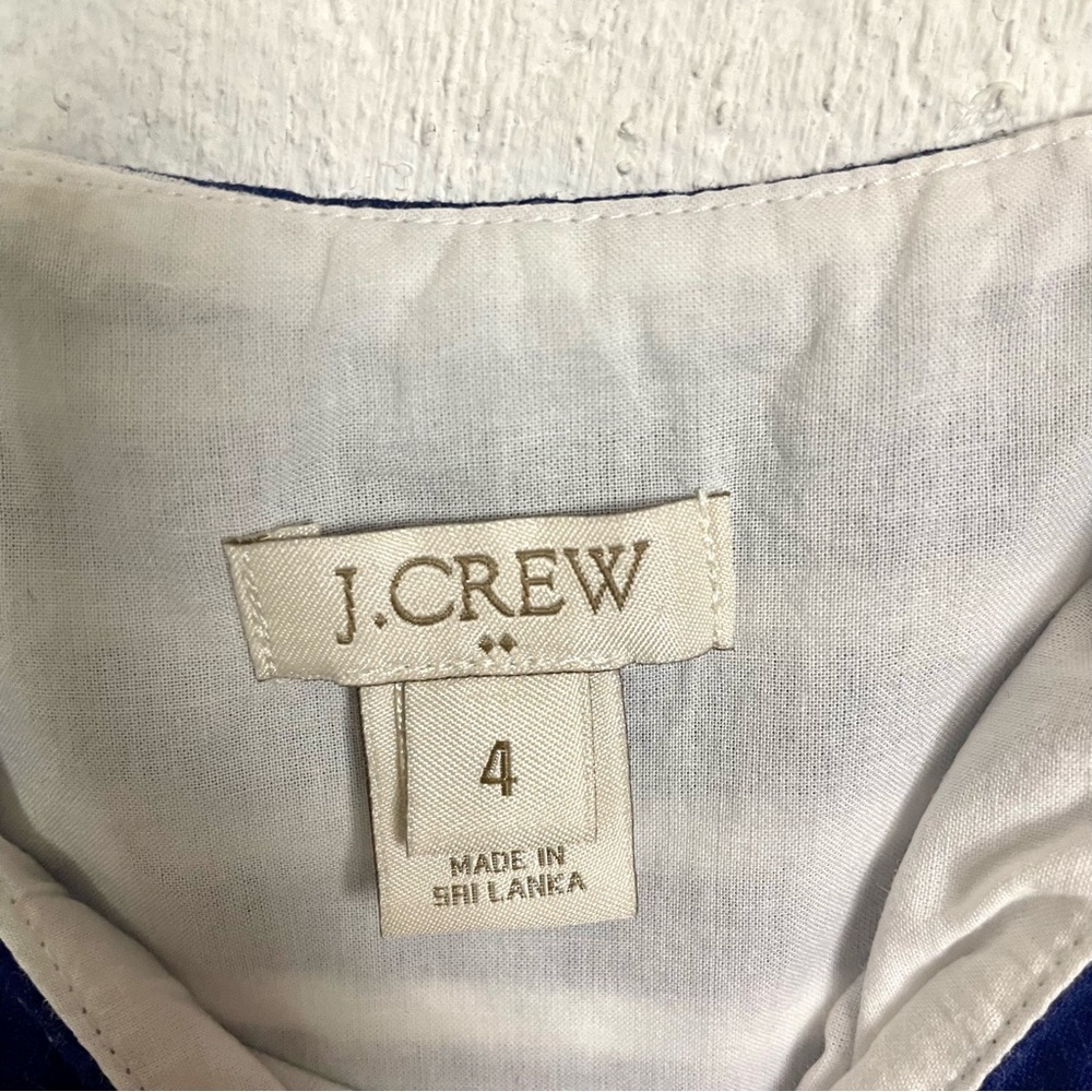 J. Crew Sundress Linen Blend Blue & White Striped Nautical Coastal Boat Preppy 4 - Picture 10 of 13